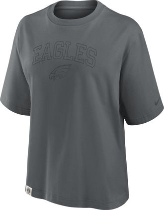 Nike Philadelphia Eagles Arch Boxy Nike Womens NFL T-Shirt in Grey | 01CM0AI86-YBA