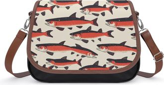 Generic Cute Wild Salmon Womens Crossbody Bag Fashion Shoulder Handbags Message Tote Bag with Adjustable Strap