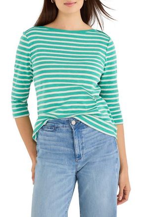 Nic+Zoe Stripe Boat Neck T-Shirt in Green Multi at Nordstrom, Size Petite P