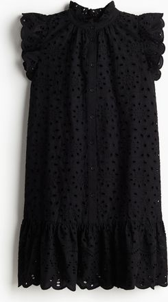 H&M Kleid mit Broderie Anglaise - Schwarz