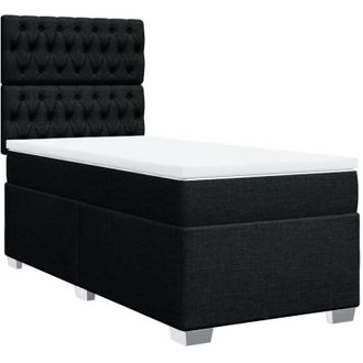 vidaXL Cama Box Spring Con Colch&oacute;n Tela Negro 90x190 Cm Vidaxl