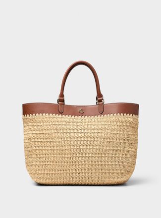 Lauren Ralph Lauren Womens Kyla soft braided straw tote bag