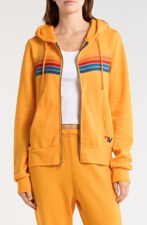 Aviator Nation 5-Stripe Zip Hoodie in Gold at Nordstrom, Size Medium