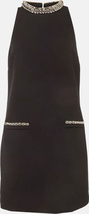 Sandro Black Crystal Embellished Crepe Mini Dress