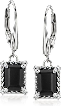 Ross-Simons Onyx Drop Earrings With White Topaz in Sterling Silver