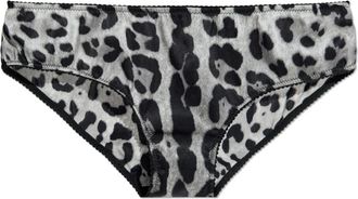 Dolce & Gabbana Zijden slip met dierenprint - Dames - Onderbroek - Grijs - S - Ondergoed