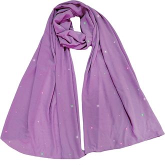 Lina & Lily Sparkle Rhinestones Womens Chiffon Scarf Shawl Head Wrap Hijab Sheer Lightweight (Lavender)