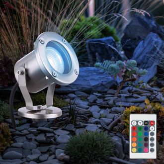 Globo Lighting Faretto da giardino GU10 con picchetto faretto da esterno faretto da giardino da terra faretto IP65 orientabile, telecomando dimmerabile, led rgb
