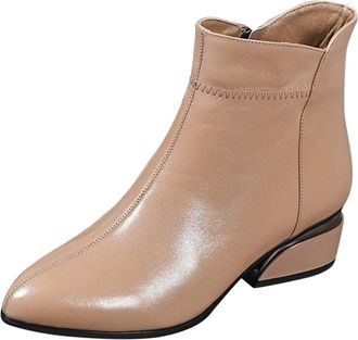 Generic Classic Women Ankle Boots Business Suede Leather Front Lace Up Fashion Short Boots Elegant Design Comfortable Footwear (Khaki, 5.5)