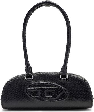 Diesel 1DR Dome-Elongated Snakeskin Embossed Leather Shoulder Bag in Black at Nordstrom
