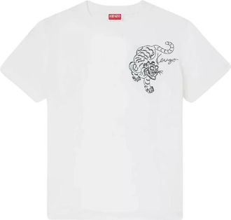Kenzo Witte Tiger Star Geborduurd T-shirt - Dames - T-shirts - Wit - XS - Katoen - Tops