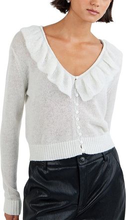 Bella Dahl V-Neck Ruffle Wool-Blend Cardigan