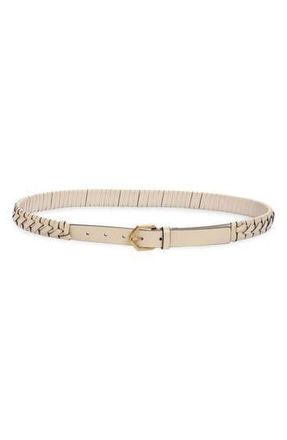 AllSaints Braided Leather Belt in Gypsum White /Antique Brass at Nordstrom Rack, Size X-Large