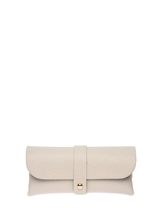 Roberta M Beige Rundleer zonnebril hoesje
