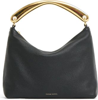Mansur Gavriel Hera Metal Handle Leather Bag in Black/Flamma at Nordstrom