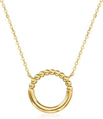RS Pure by Ross-Simons Italian 14kt Yellow Gold Half-Beaded Circle Necklace