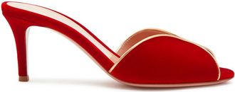 Gianvito Rossi Metallic-trim Velvet Mules - Red - 40 (IT40 / UK7)