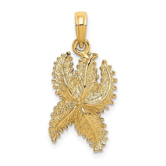 Diamond2Deal 14k Yellow Gold Textured Starfish Charm Pendant