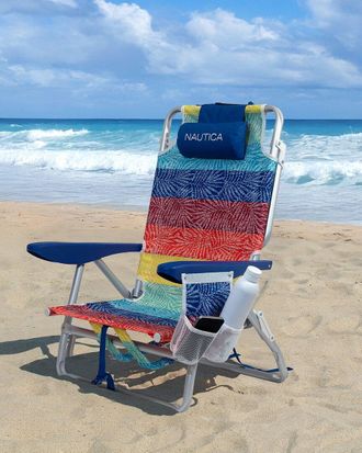 Nautica 5-Position Aluminum Beach Chair With Extra Comfort Cushion Pillow