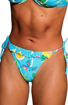 Cupshe Side Tie Ruffle Bikini Bottoms in Light Blue at Nordstrom Rack, Size X-Large