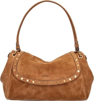 Isabel Marant Brown Chany Studded Suede Shoulder Bag
