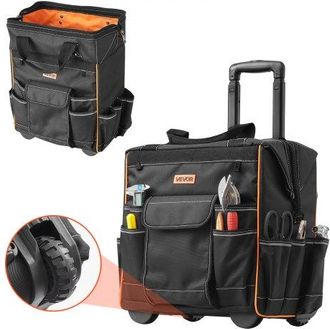 OEM Mochila Con Ruedas De 39 X 29 X 42 Cm Capacidad De Carga De 50 Kg, Mochila De Herramientas Resistente Con 25 Bolsillos, Asa Telesc&oacute;pica Ajustable Y Ba