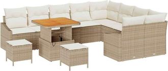 vidaXL Conjunto De Sof&aacute; De Jard&iacute;n Con Coj&iacute;n 12 Pcs Beige Polirat&aacute;n Vidaxl