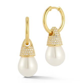 Glaze Jewelry Sterling Silver Pearl Hoop Earrings