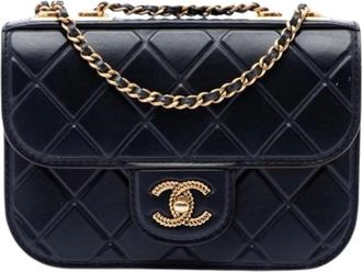 Chanel Pre-owned Quilted Crossbody Bag - Dames - Vintage Schoudertas - Zwart - ONE Size - Leer - Vintage