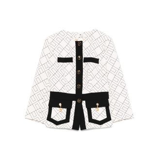 Elisabetta Franchi Geometric-pattern Button Double-crepe Jacket