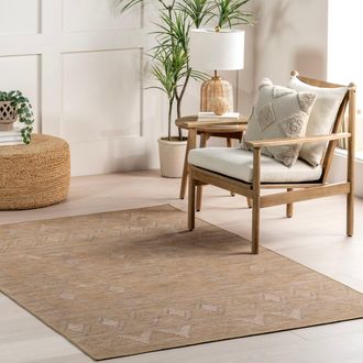 nuLOOM Nuloom Olive SpinClean Classic Geometric Machine Washable Area Rug