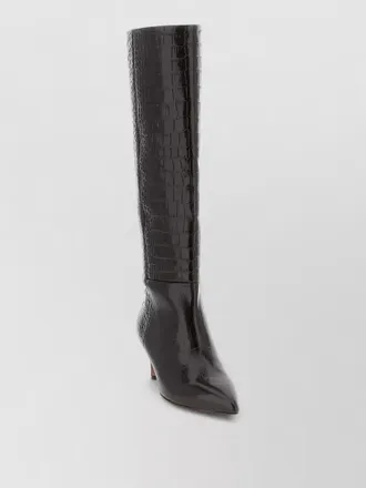 PARIS TEXAS knee high stiletto boots crocodile texture pointed