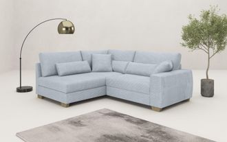 Mr. Couch Ecksofa »Hilla L-Form, bis 140 kg belastbar« mit Taschenfederkern, wahlweise mit Bettfunktion