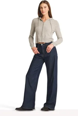 Naadam Signature Cashmere Cropped Zip Up Hoodie in Cement at Nordstrom, Size Xxx-Large