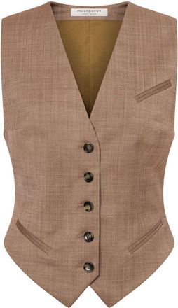 Philosophy di Lorenzo Serafini Gilet con scollo a V - Marrone