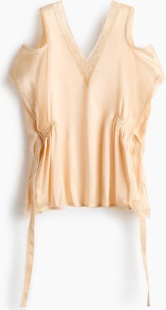 H&M Satintop mit Spitze - Hellbeige