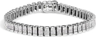 House of Brilliance 14K Gold 3.0 Cttw Princess Cut Quad Invisible Set Tennis Bracelet