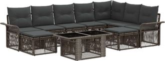 vidaXL Conjunto De Sof&aacute;s De Jard&iacute;n 10 Uds. Gris Y Gris Oscuro Vidaxl