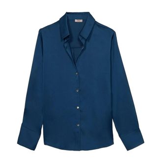 Oltre Dames, Blouses & Shirts, Blauw, Maat: 3XL Zijde