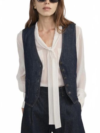 Frame Denim Denim Button Closure Jacket Vest In Rinse