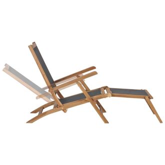 Berkfield Home Classic Deck Chair with Footrest Solid Teak Wood Black
