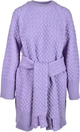 Erika Cavallini Semi Couture Wollen Jurk - Dames - Kleedjes - Paars - M - Wol - Kleedjes