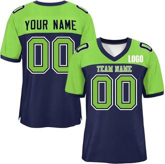Generic Custom American Football Jersey for Men Women Youth Personalised Athletic Mesh Sport T-Shirt with Name Number 9 Oversized Short Sleeves Breathable and
