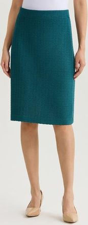 Misook Tonal Grid Straight Knit Skirt in Spruce at Nordstrom, Size Xx-Large