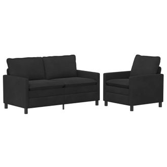 vidaXL Juego De Sof&aacute; 2 Uds. Negro Terciopelo Vidaxl