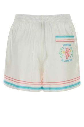 Casablanca Womens White Silk Shorts Dancejoy Exterior