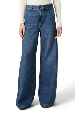 Paige Cameron High Waist Wide Leg Belted Jeans in Altitude at Nordstrom, Size 29