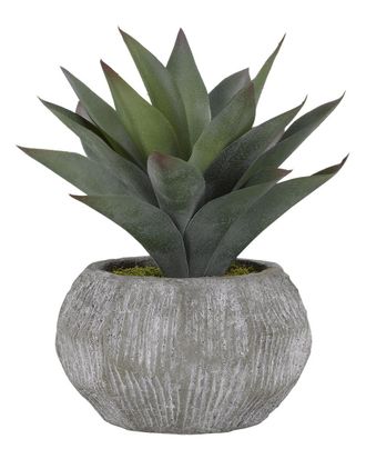 D&W Silks Aloe Plant in Round Ceramic Planter