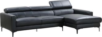 Vente-Unique Sof&aacute; rinconera de piel de b&uacute;falo FLORENCE - Negro - &Aacute;ngulo derecho
