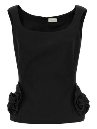 Magda Butrym floral-ruffle sleeveless top - Nero